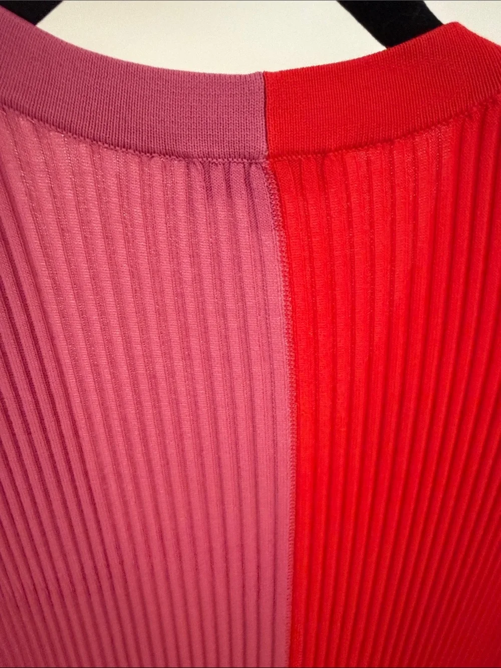 STAUD Two-Tone Red & Pink Ribbed Button-Front Maxi Dress - Picture 5 of 6